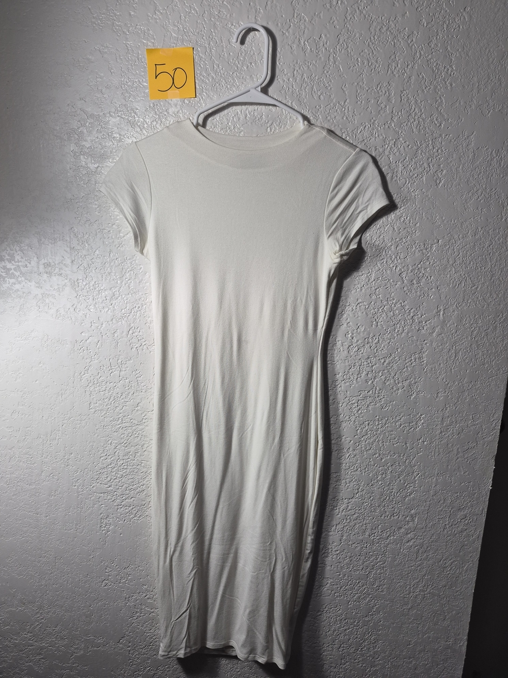 Fashion Nova Cream Short-Sleeve Midi Dress